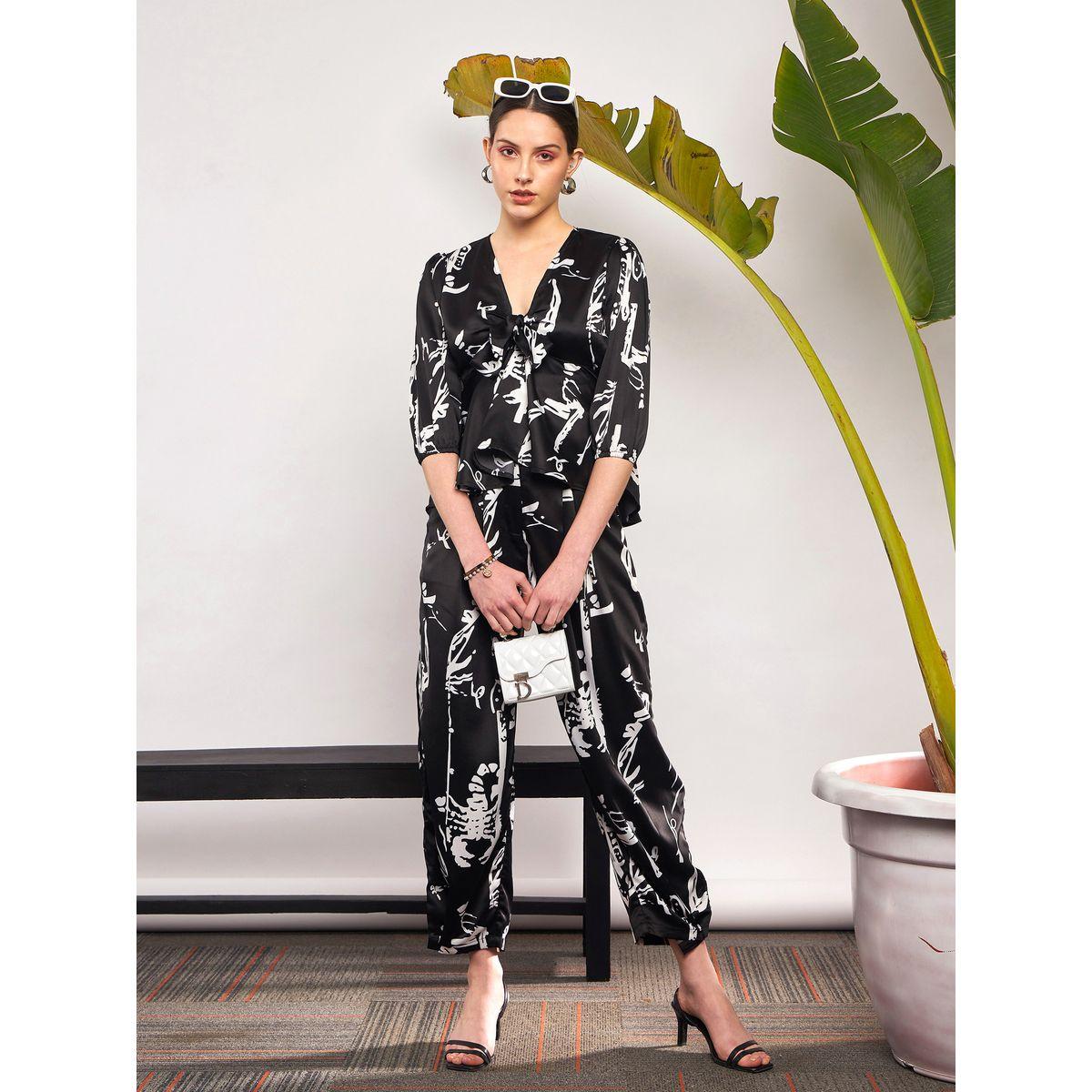 Sassafras X Styli  Abstract Print Front Tie Top & Pants Co-Ord-women-clothing-coordsets-image-8