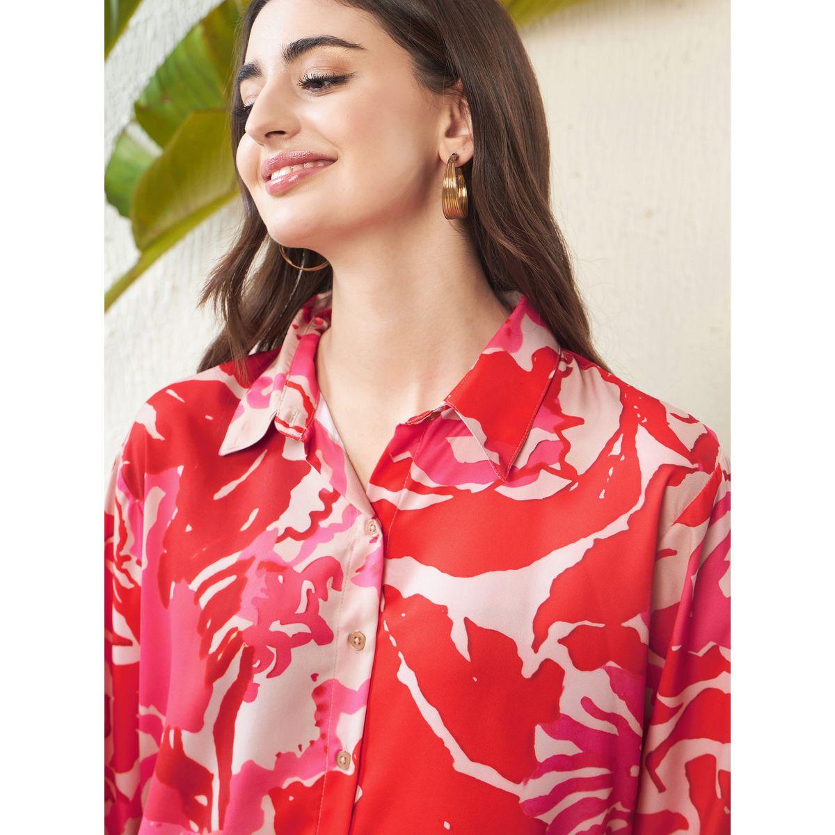 Sassafras X Styli  Oversized Floral Print Shirt & Flap Pocket Wide Leg Pants Co-Ord-women-clothing-coordsets-image-4