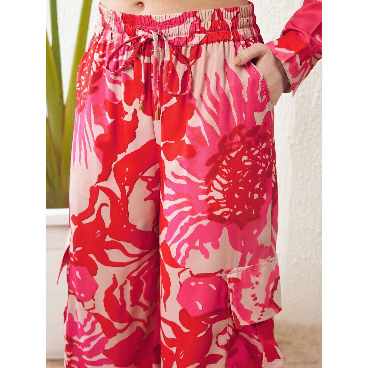 طقم منسق من بنطال بارجل واسعة وبلوزة بطبعة زهور ساسافراس × ستايلي-women-clothing-coordsets-image-5