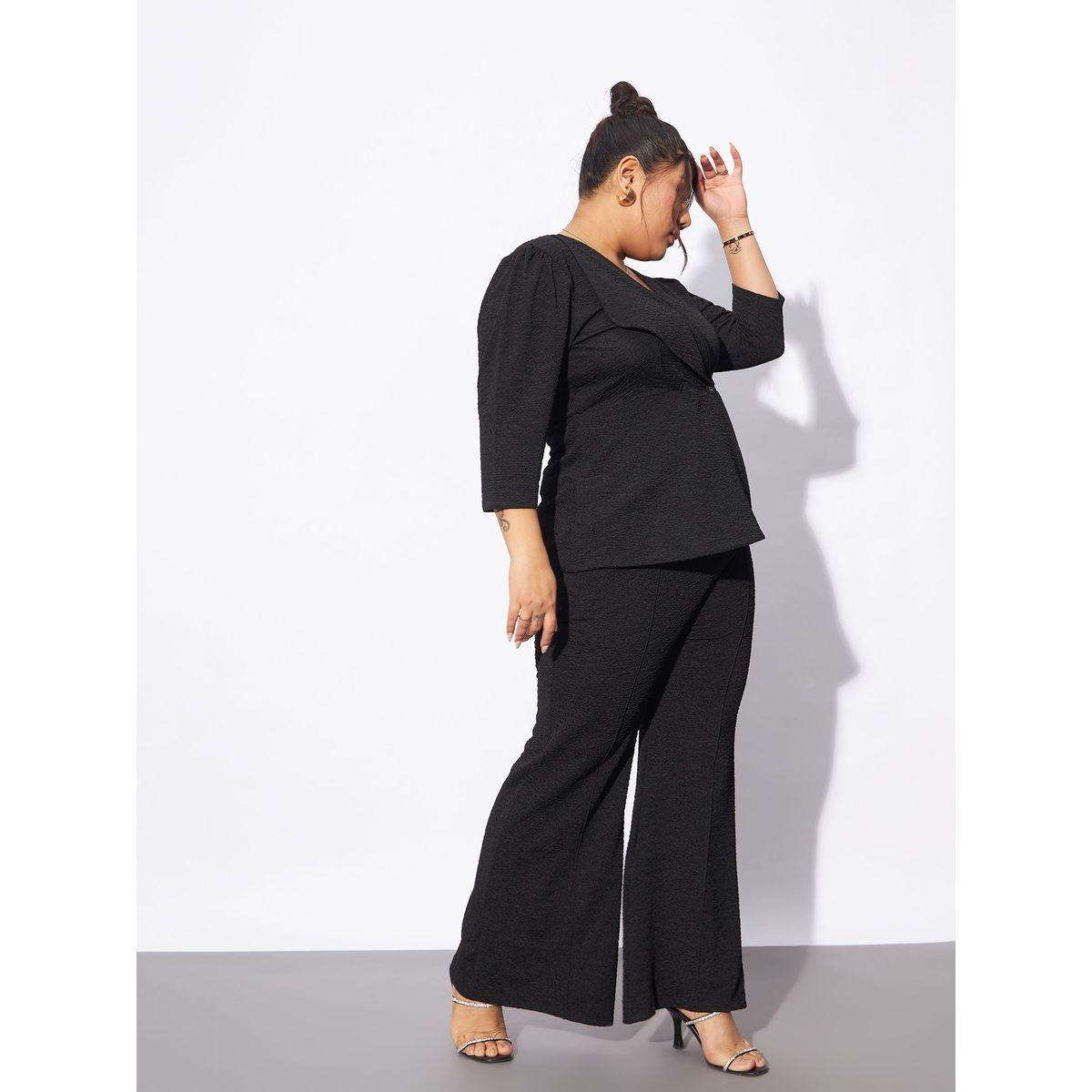 طقم منسق بمقاس كبير من بنطال وبلوزة بارزة الملمس ساسافراس × ستايلي-women-clothing-coordsets-image-3