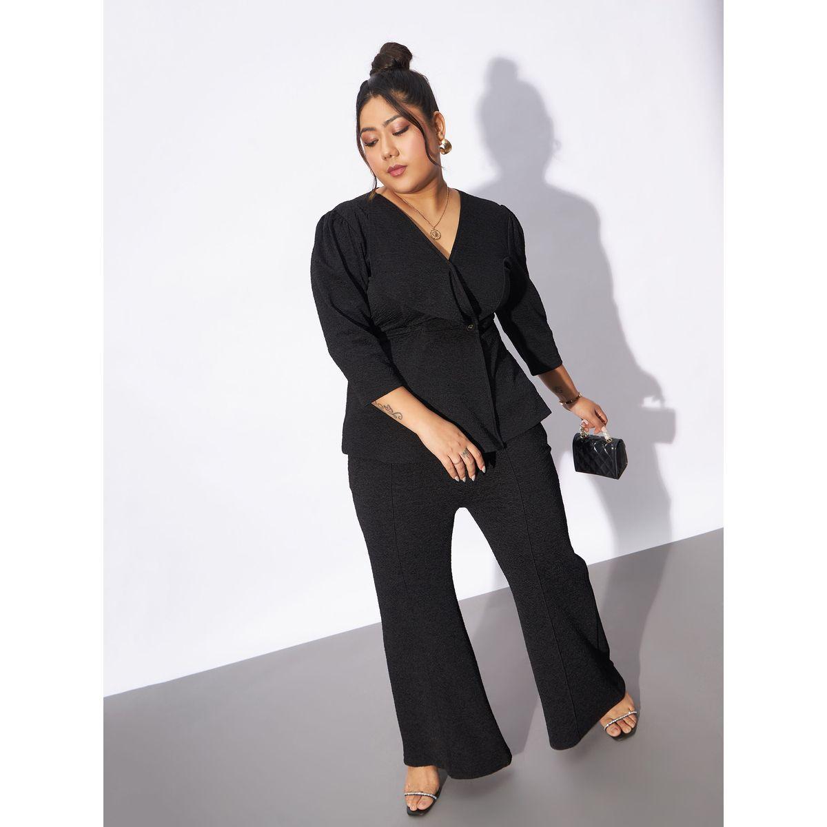 طقم منسق بمقاس كبير من بنطال وبلوزة بارزة الملمس ساسافراس × ستايلي-women-clothing-coordsets-image-7