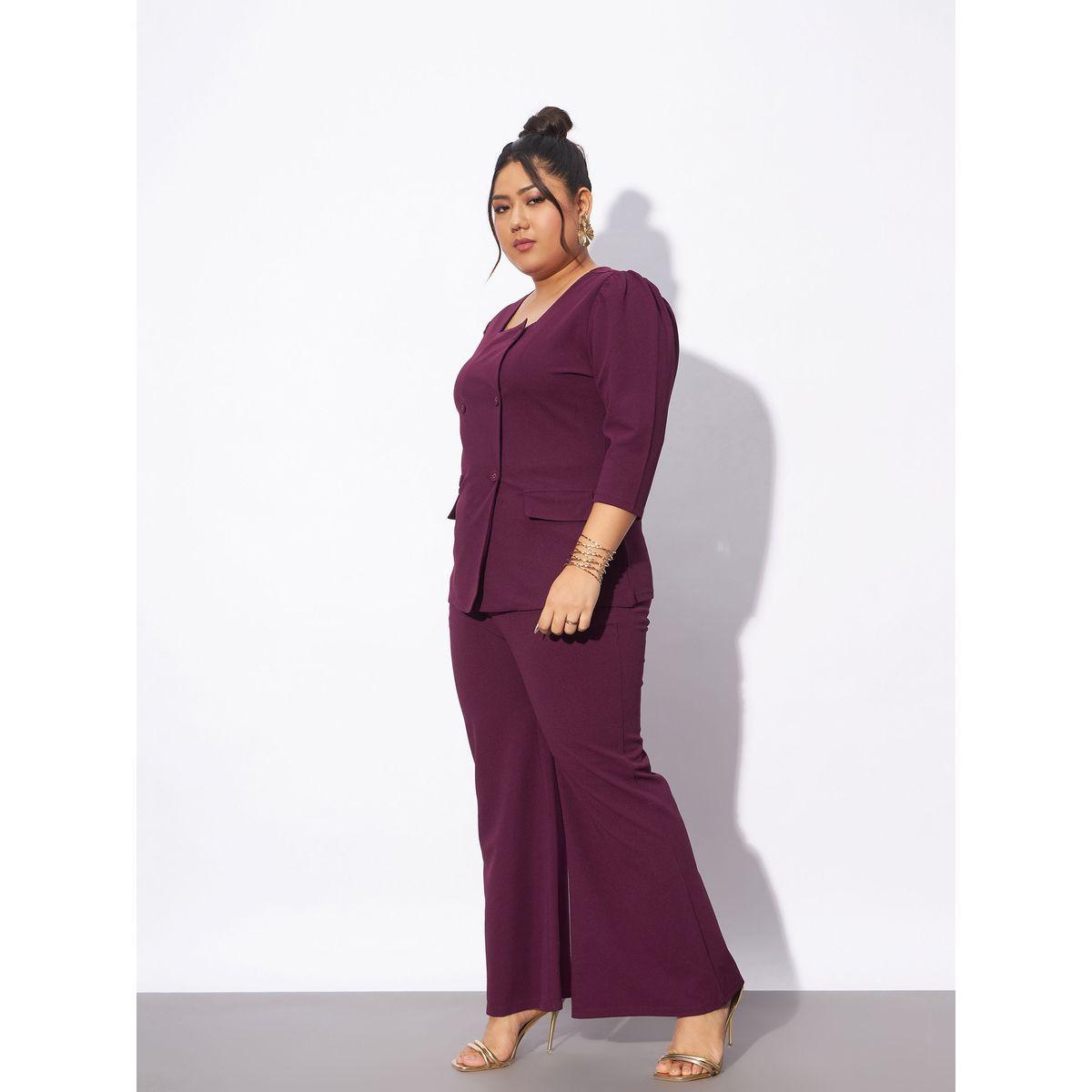 Sassafras X Styli  Plus Front Button Square Neck Top & Pants Co-Ords-women-clothing-coordsets-image-3