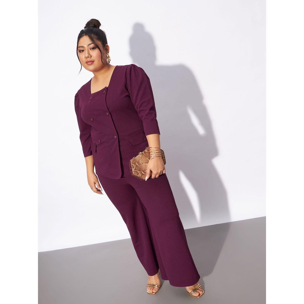 Sassafras X Styli  Plus Front Button Square Neck Top & Pants Co-Ords-women-clothing-coordsets-image-7