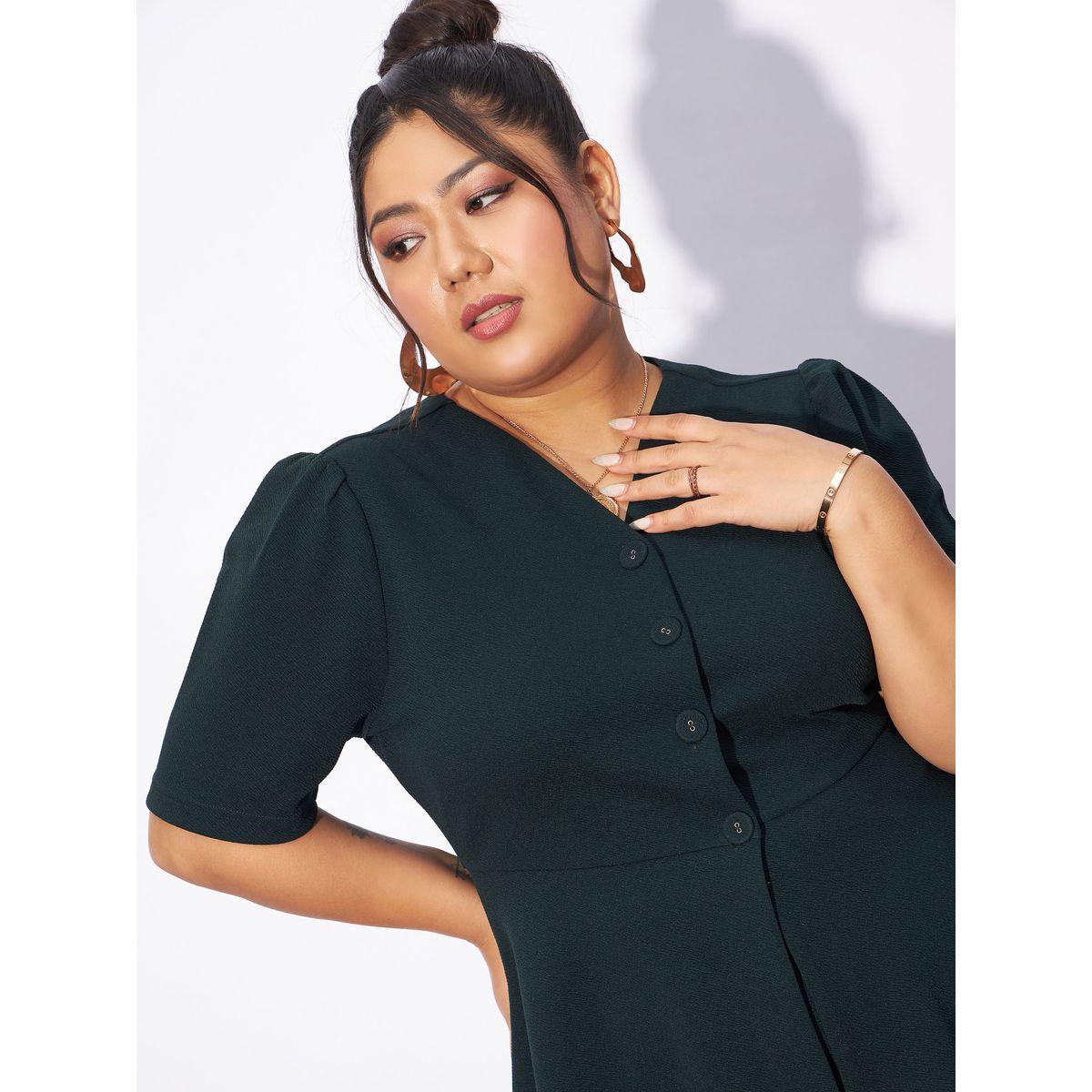 Sassafras X Styli  Plus Front Button V Neck Top & Pants Co-Ords-women-clothing-coordsets-image-4