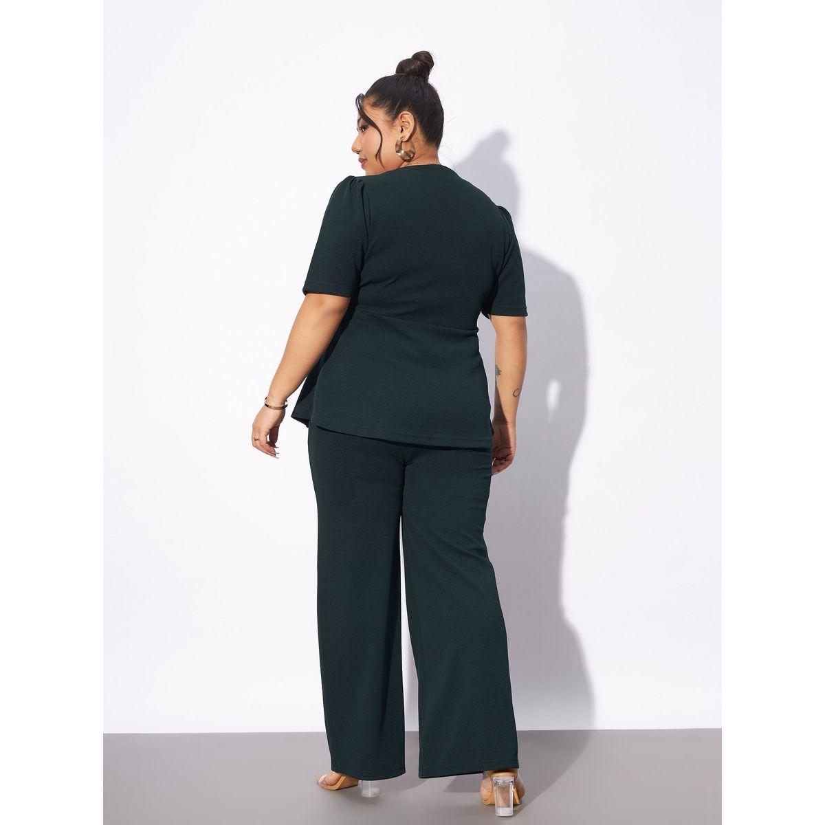 Sassafras X Styli  Plus Front Button V Neck Top & Pants Co-Ords-women-clothing-coordsets-image-6