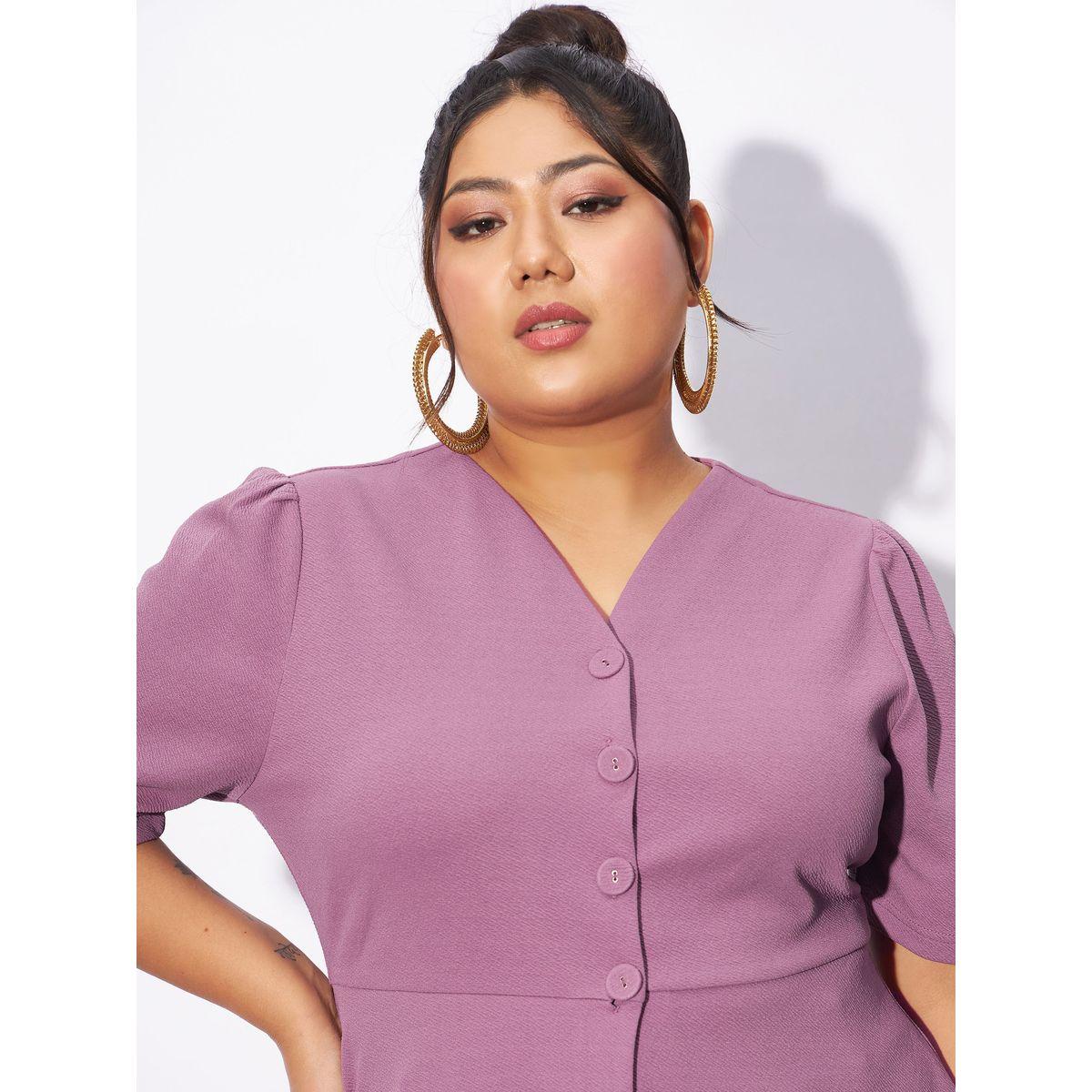Sassafras X Styli  Plus Front Button V Neck Top & Pants Co-Ords-women-clothing-coordsets-image-4