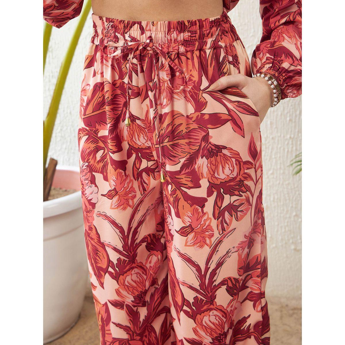 Sassafras X Styli  Floral Print Lace Insert Shirt & Wide Leg Pants Co-Ord-women-clothing-coordsets-image-5