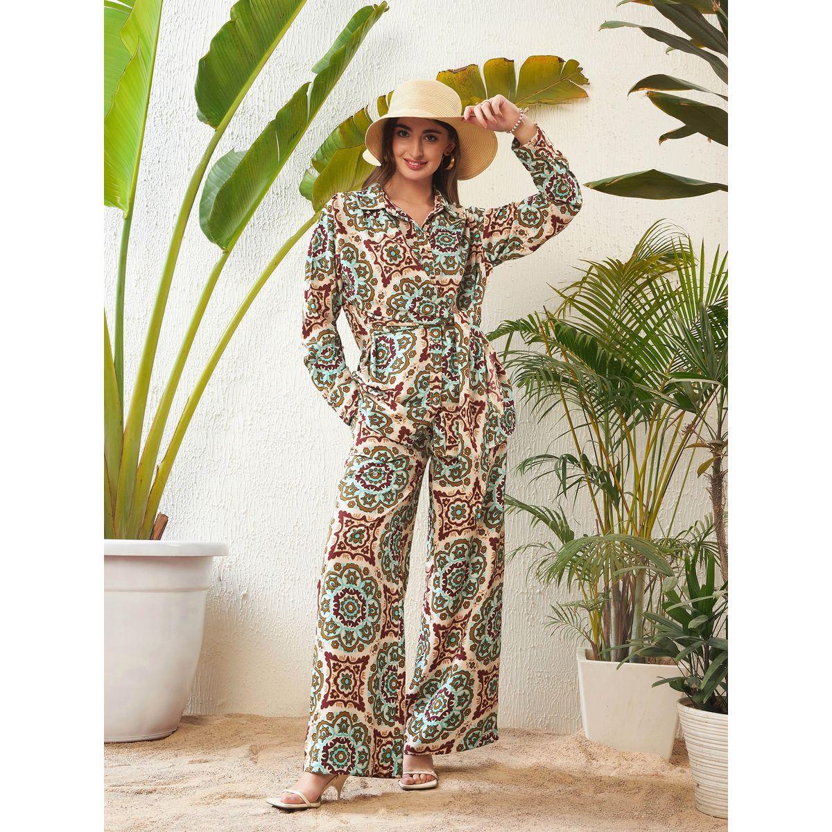 طقم منسق من بنطال بارجل واسعة مع بلوزة باربطة ساسافراس × ستايلي-women-clothing-coordsets-image-2