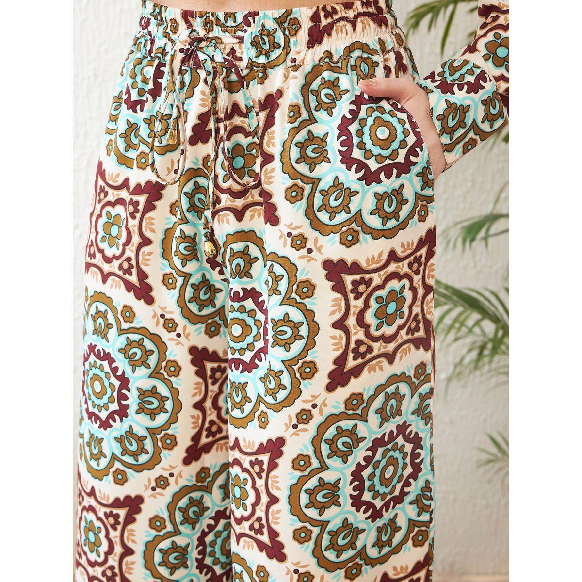 طقم منسق من بنطال بارجل واسعة مع بلوزة باربطة ساسافراس × ستايلي-women-clothing-coordsets-image-5