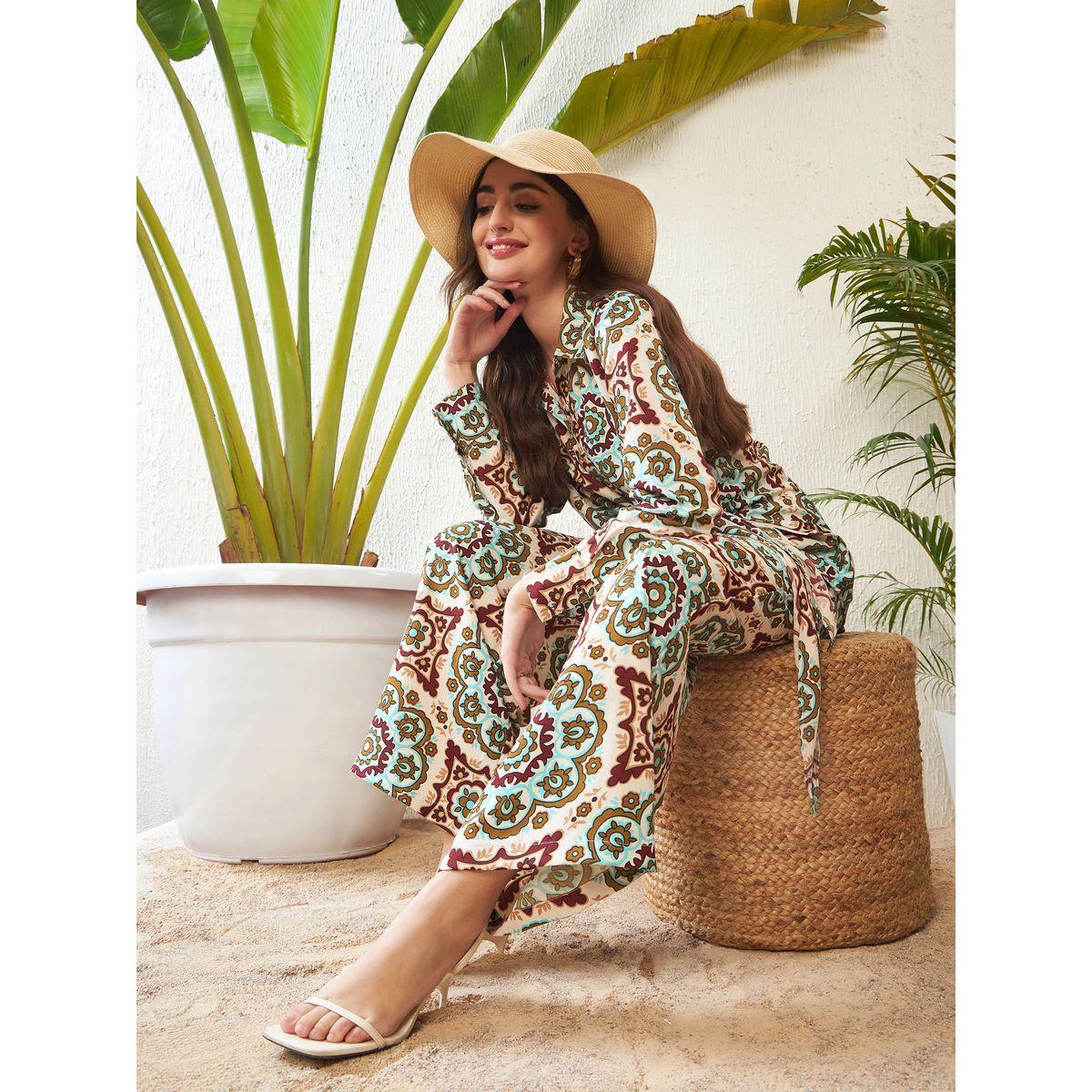 طقم منسق من بنطال بارجل واسعة مع بلوزة باربطة ساسافراس × ستايلي-women-clothing-coordsets-image-8