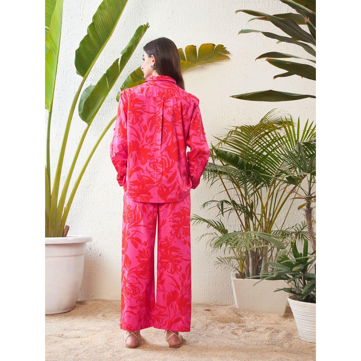 طقم منسق من بنطال مع بلوزة مطبعة بزهور ساسافراس × ستايلي-women-clothing-coordsets-image-6
