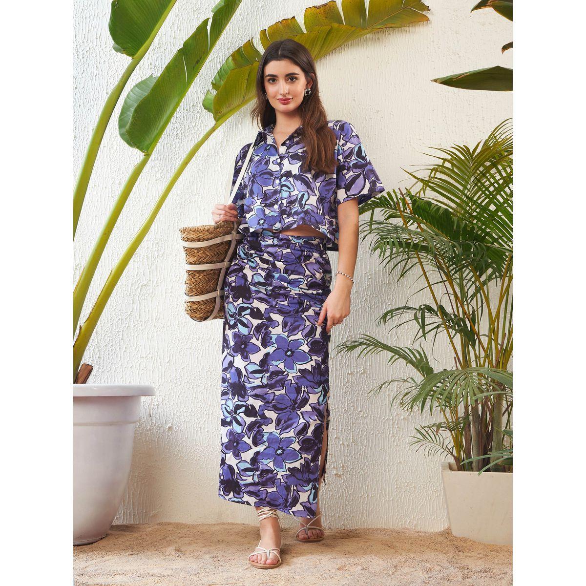 طقم منسق من تنورة بشق جانبي مع بلوزة قصيرة ساسافراس × ستايلي-women-clothing-coordsets-image-1