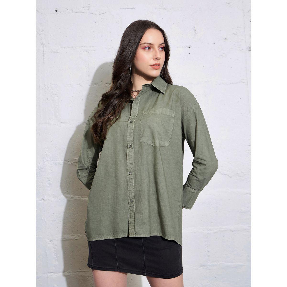 بلوزة بجيب على الصدر مع اكمام طويلة ساسافراس × ستايلي-women-clothing-shirtsandblouses-shirts-image-1