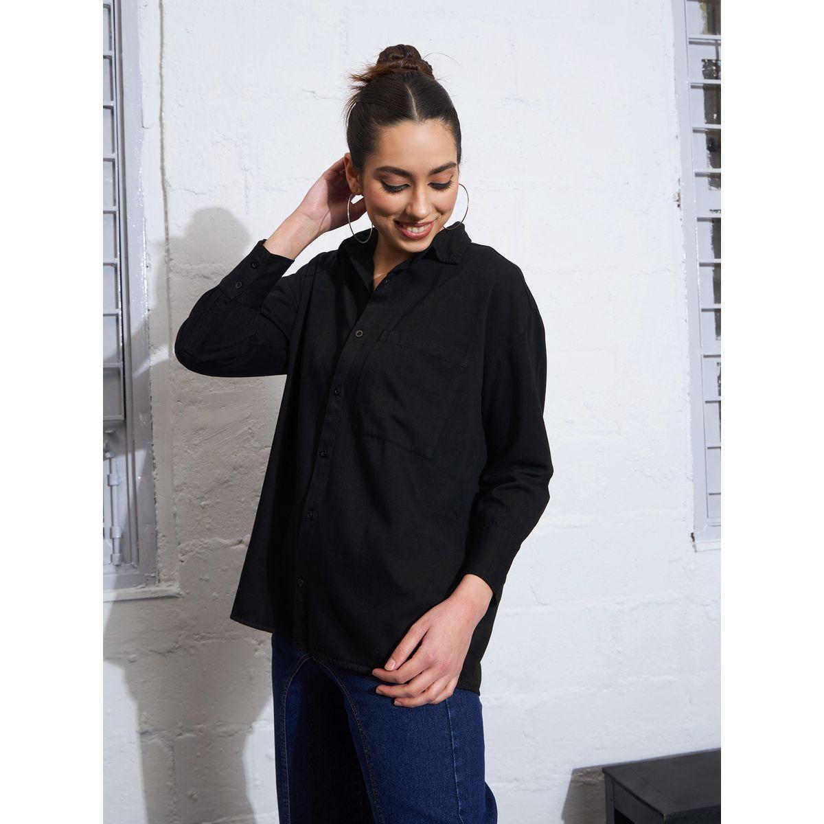Sassafras X Styli  Oversized Chest Pocket Shirt with Long Sleeves-women-clothing-shirtsandblouses-shirts-image-3