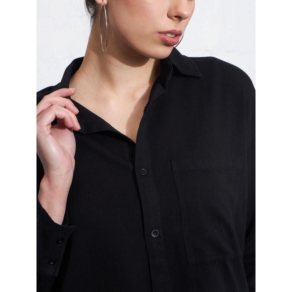 Sassafras X Styli  Oversized Chest Pocket Shirt with Long Sleeves-women-clothing-shirtsandblouses-shirts-image-4