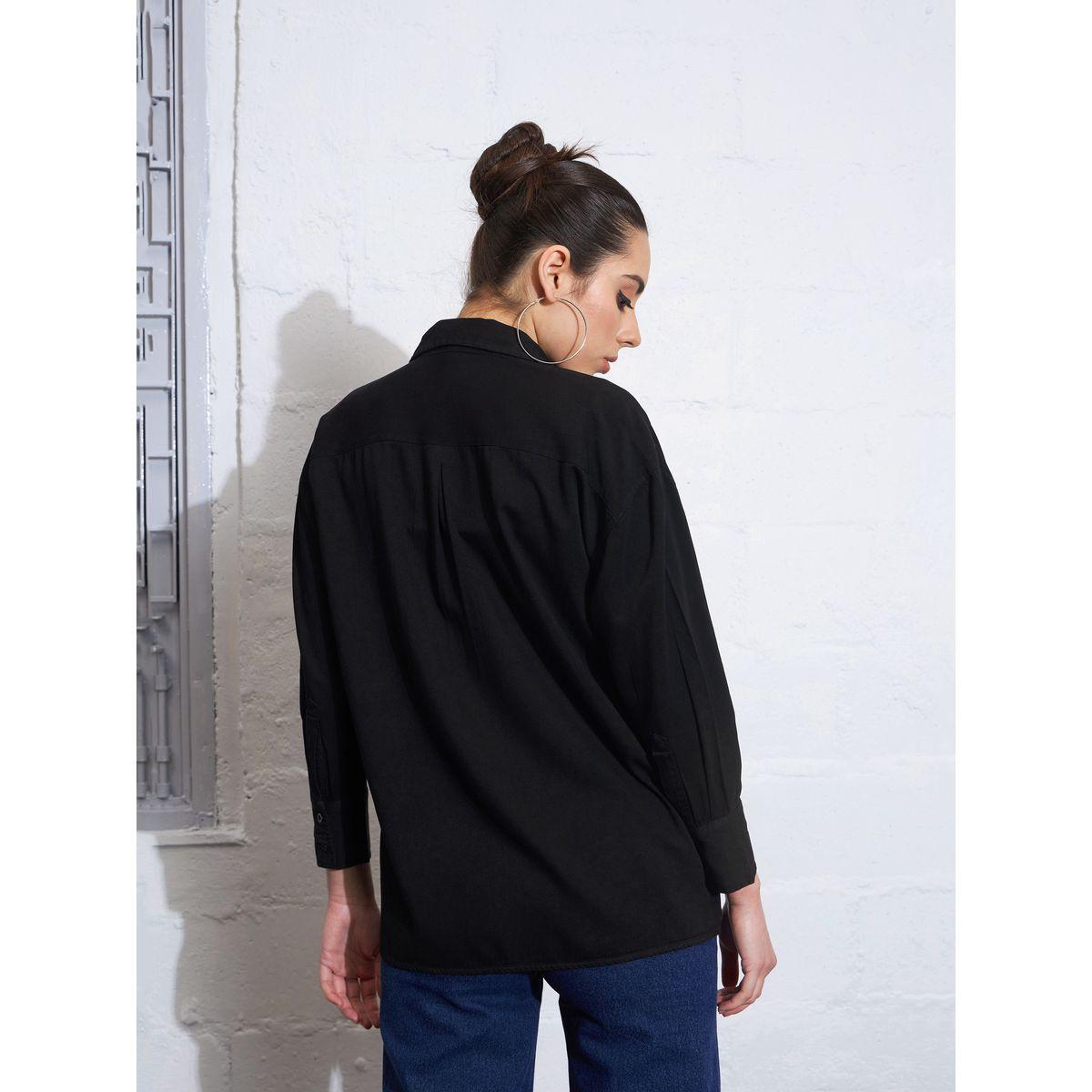 Sassafras X Styli  Oversized Chest Pocket Shirt with Long Sleeves-women-clothing-shirtsandblouses-shirts-image-5