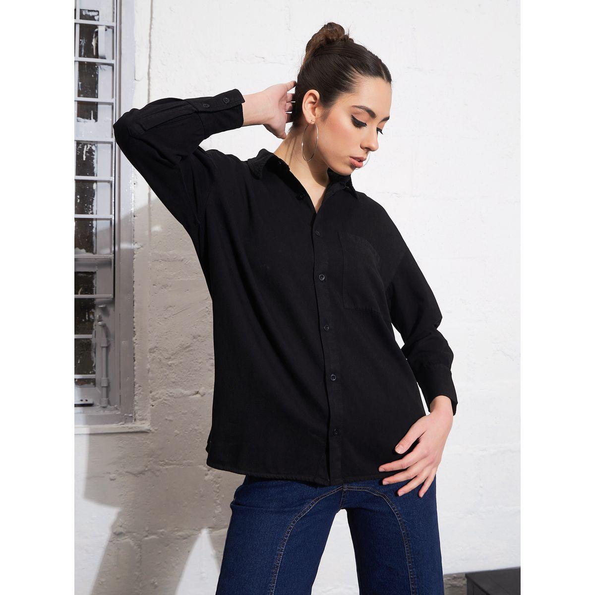 Sassafras X Styli  Oversized Chest Pocket Shirt with Long Sleeves-women-clothing-shirtsandblouses-shirts-image-6