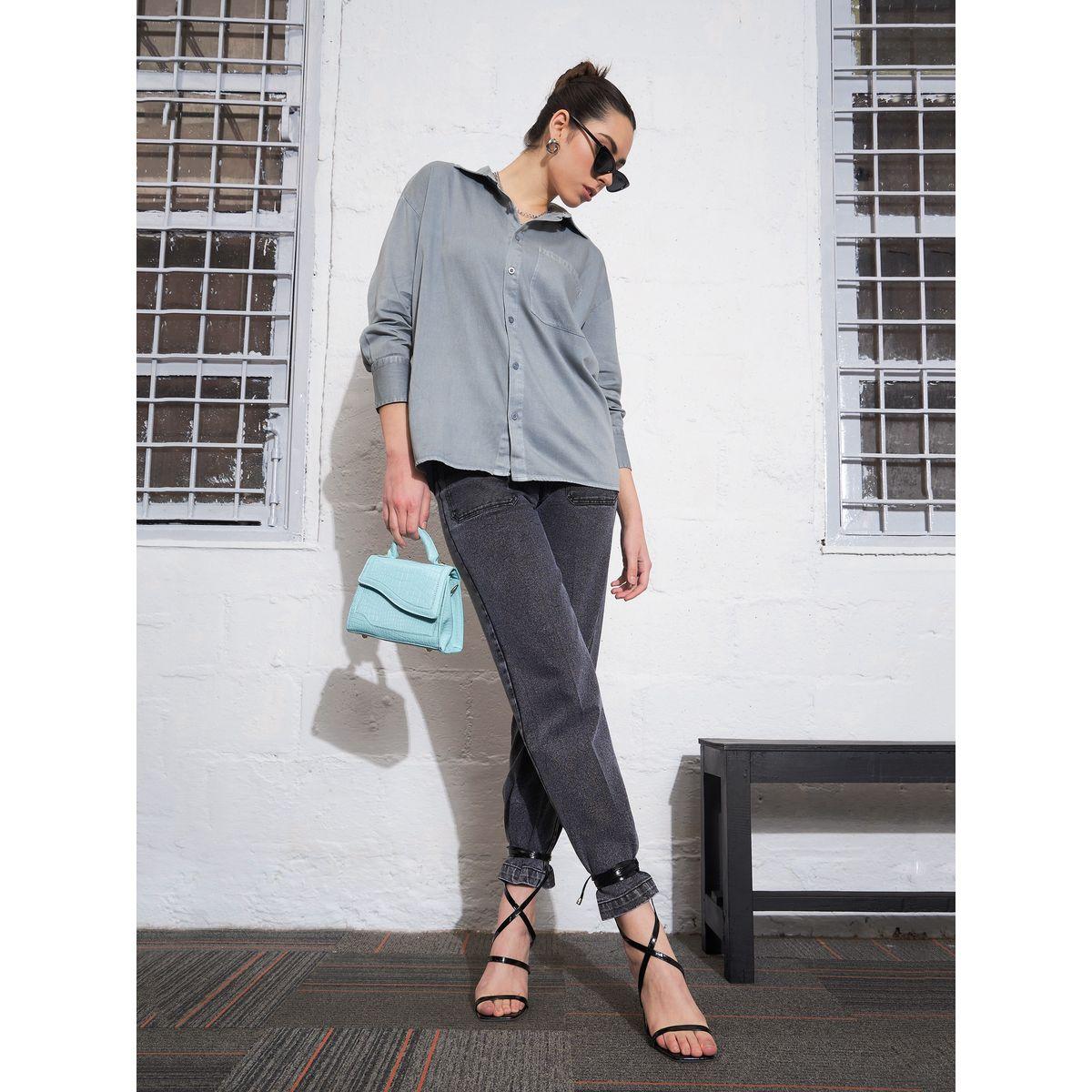 Sassafras X Styli  Oversized Chest Pocket Shirt with Long Sleeves-women-clothing-shirtsandblouses-shirts-image-2