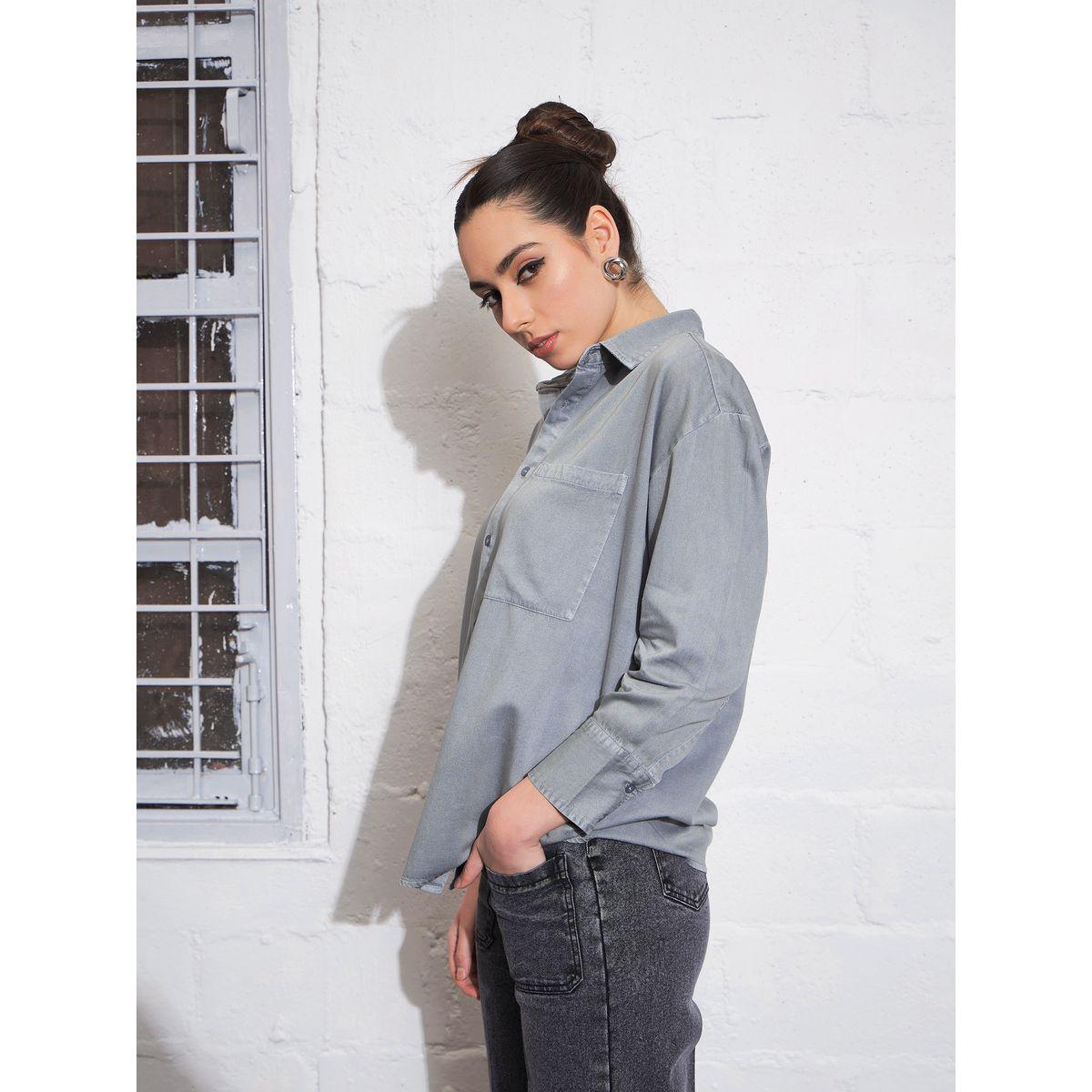 بلوزة واسعة بجيب على الصدر مع اكمام طويلة ساسافراس × ستايلي-women-clothing-shirtsandblouses-shirts-image-3