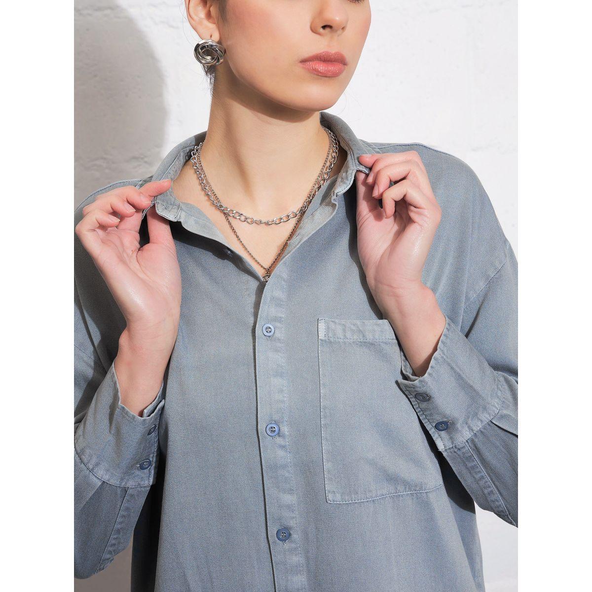 بلوزة واسعة بجيب على الصدر مع اكمام طويلة ساسافراس × ستايلي-women-clothing-shirtsandblouses-shirts-image-4