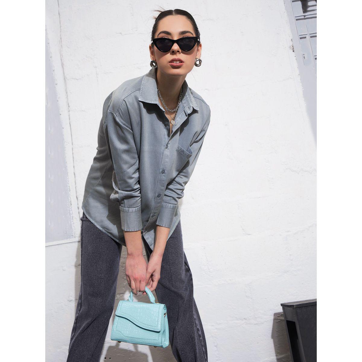 Sassafras X Styli  Oversized Chest Pocket Shirt with Long Sleeves-women-clothing-shirtsandblouses-shirts-image-6