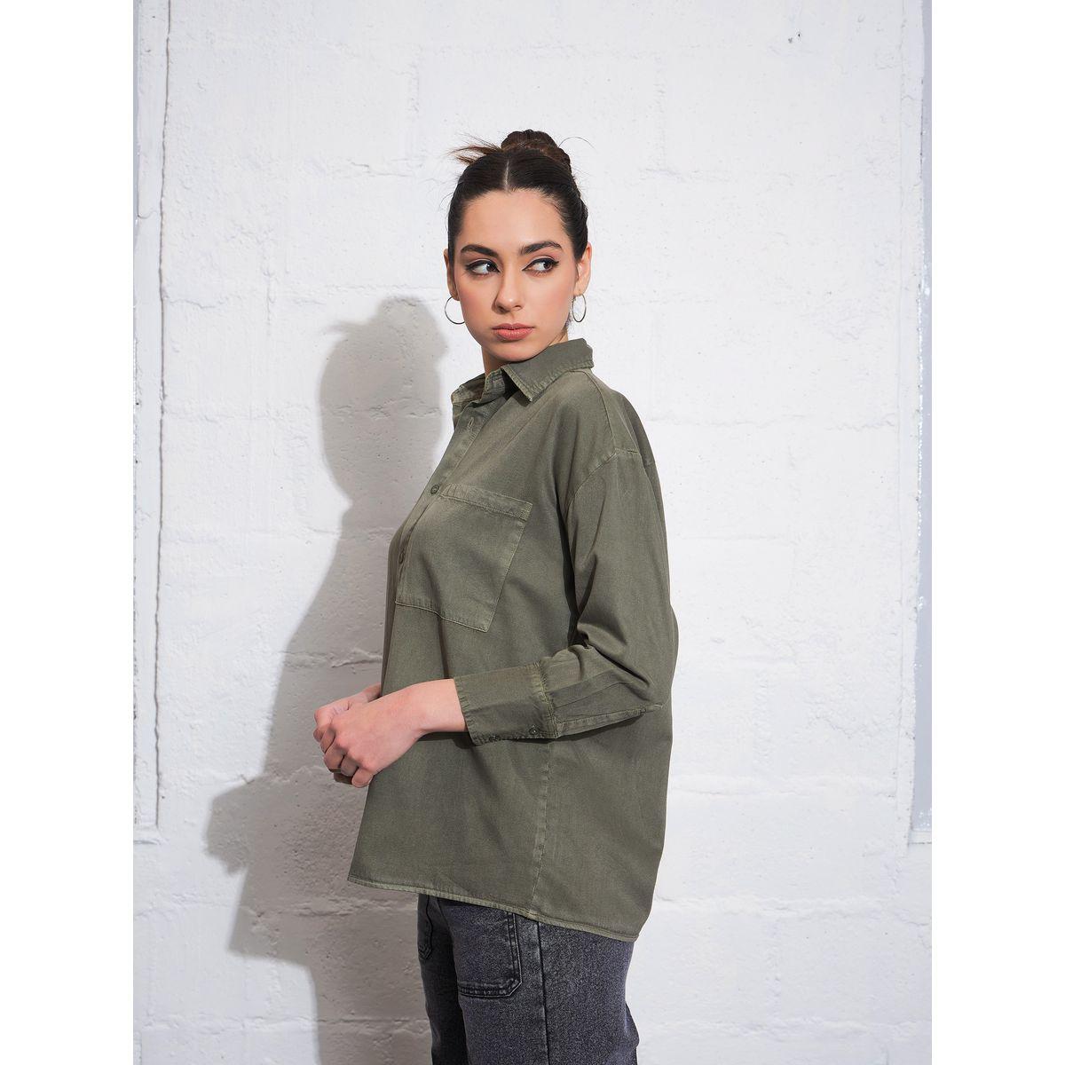 بلوزة واسعة بجيب على الصدر مع اكمام طويلة ساسافراس × ستايلي-women-clothing-shirtsandblouses-shirts-image-3