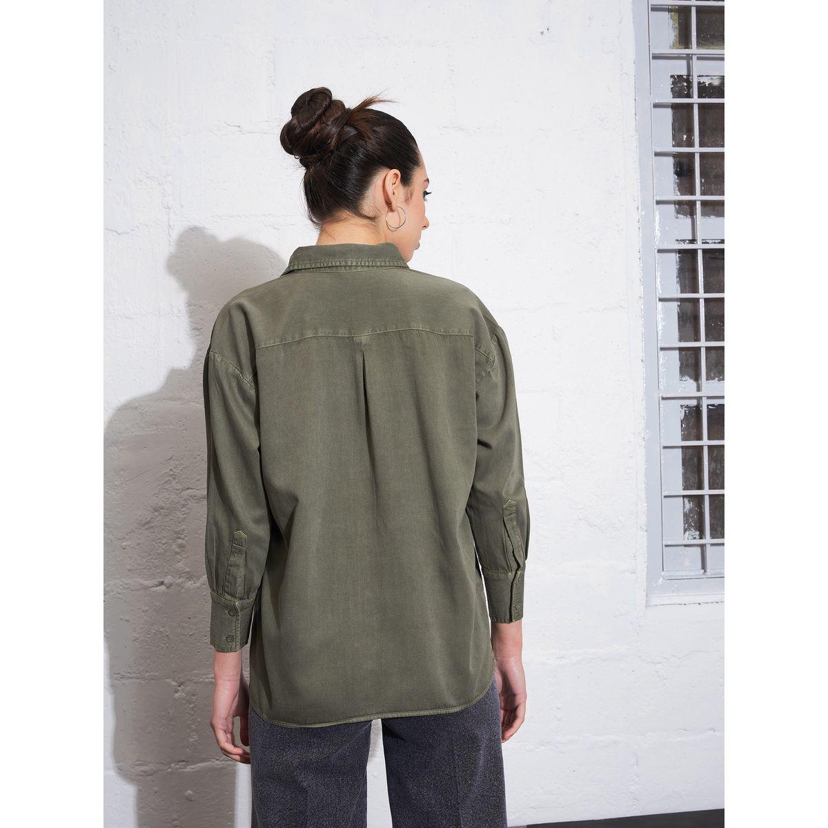 Sassafras X Styli  Oversized Chest Pocket Shirt with Long Sleeves-women-clothing-shirtsandblouses-shirts-image-5