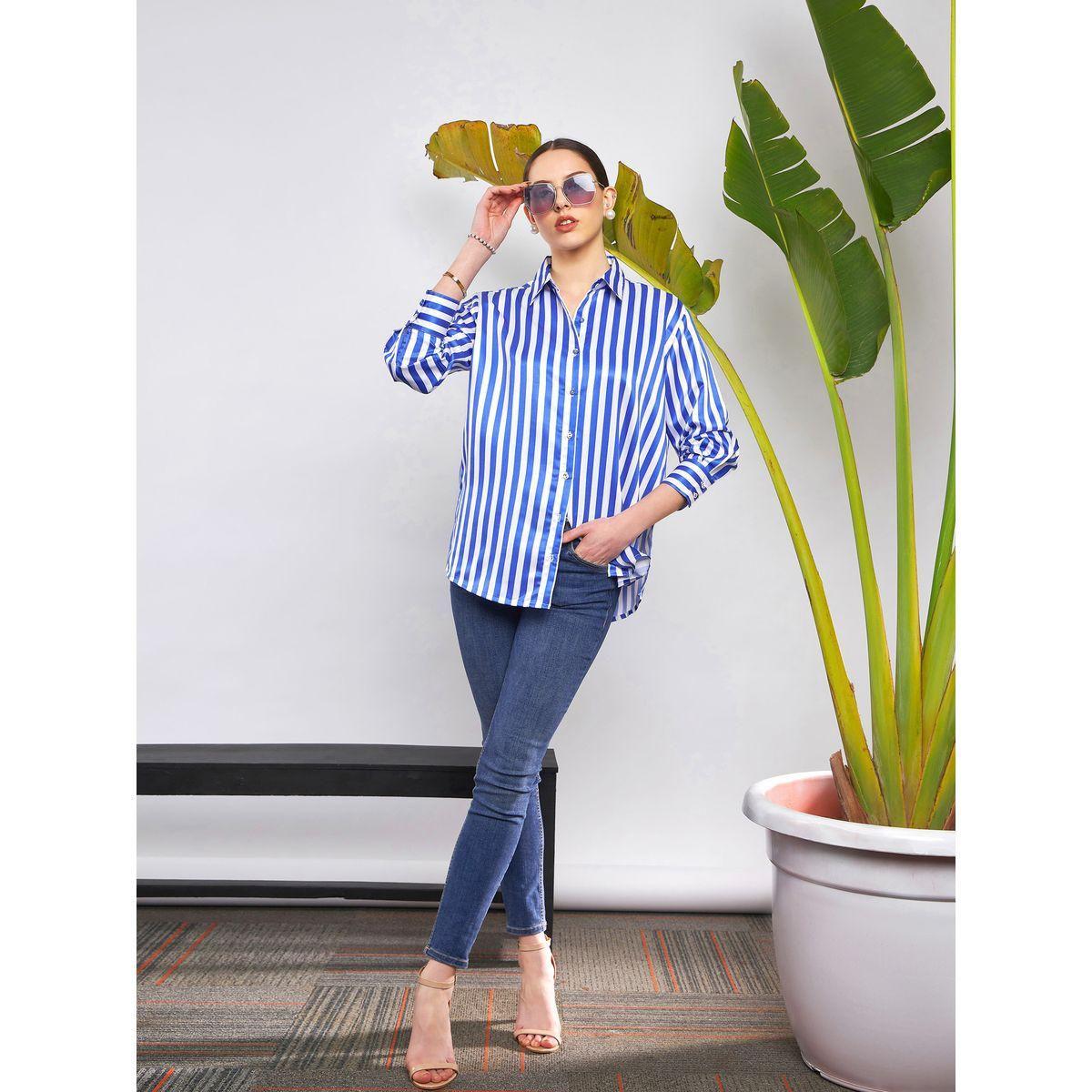 بلوزة ساتان مخططة مع اكمام طويلة ساسافراس × ستايلي-women-clothing-shirtsandblouses-shirts-image-2