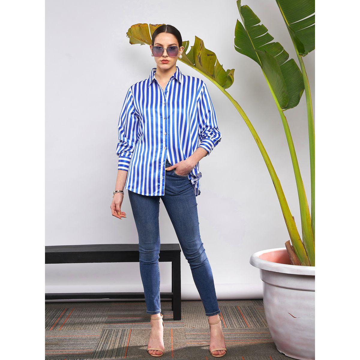 بلوزة ساتان مخططة مع اكمام طويلة ساسافراس × ستايلي-women-clothing-shirtsandblouses-shirts-image-7