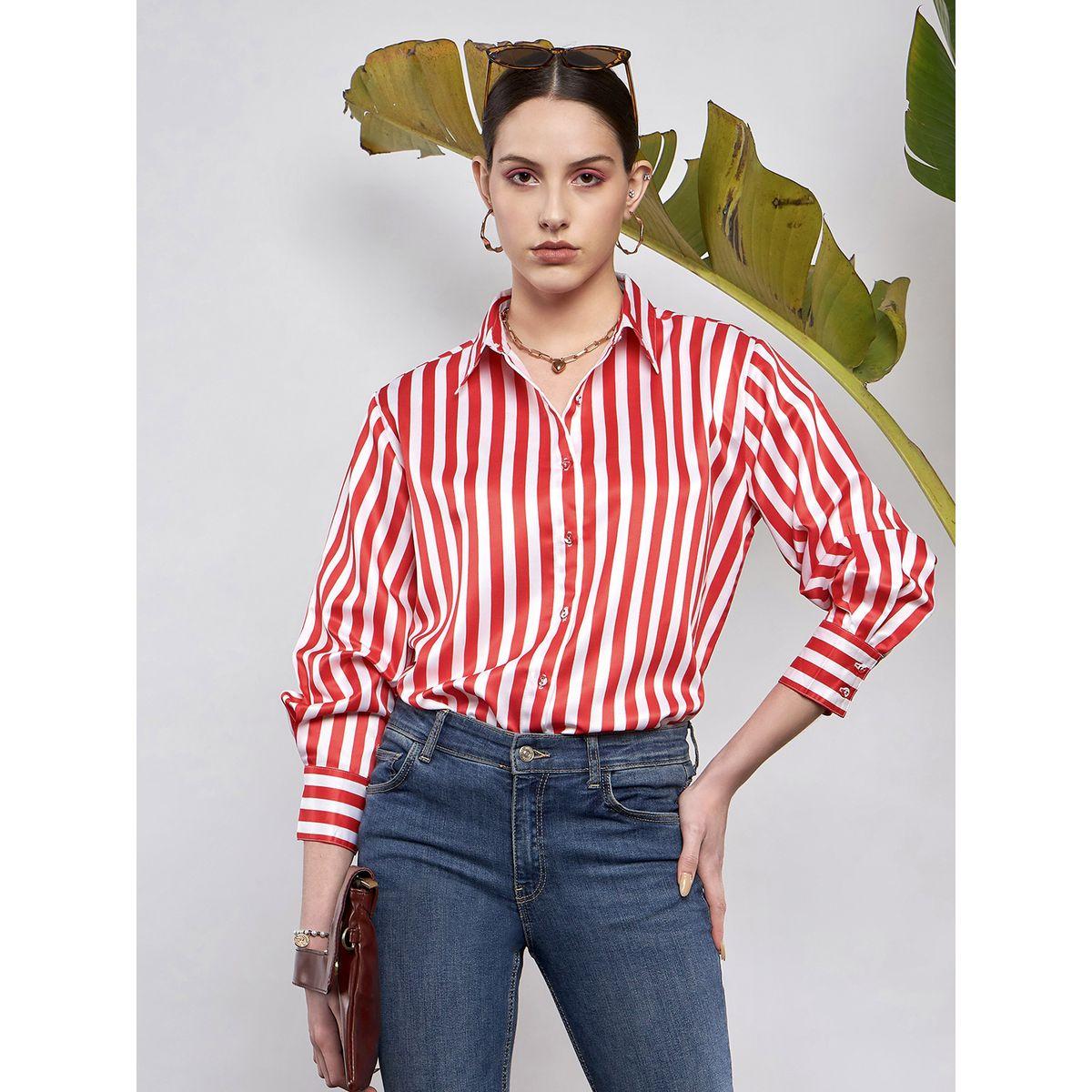 Sassafras X Styli  Striped Satin Shirt with Long Sleeves-women-clothing-shirtsandblouses-shirts-image-1