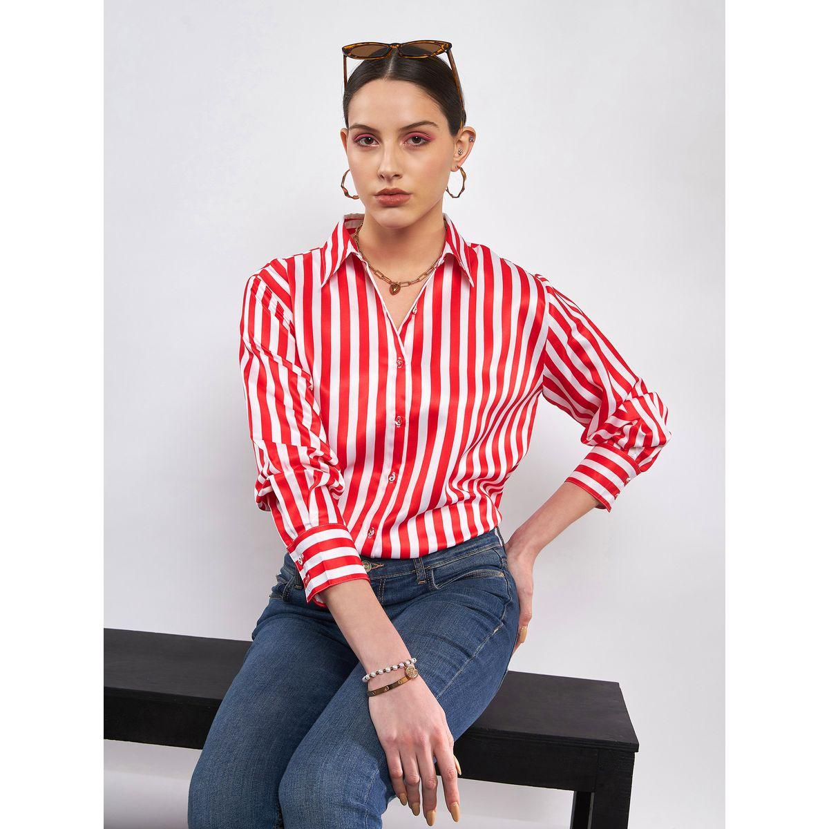 Sassafras X Styli  Striped Satin Shirt with Long Sleeves-women-clothing-shirtsandblouses-shirts-image-2