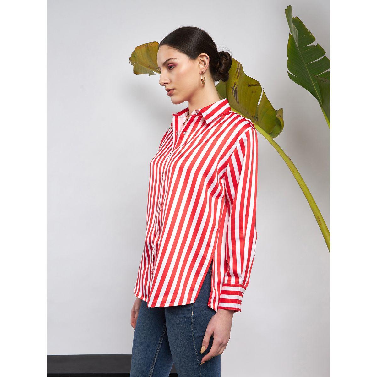 Sassafras X Styli  Striped Satin Shirt with Long Sleeves-women-clothing-shirtsandblouses-shirts-image-3
