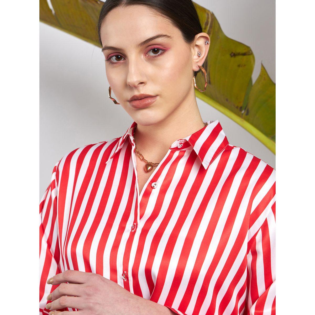 Sassafras X Styli  Striped Satin Shirt with Long Sleeves-women-clothing-shirtsandblouses-shirts-image-4