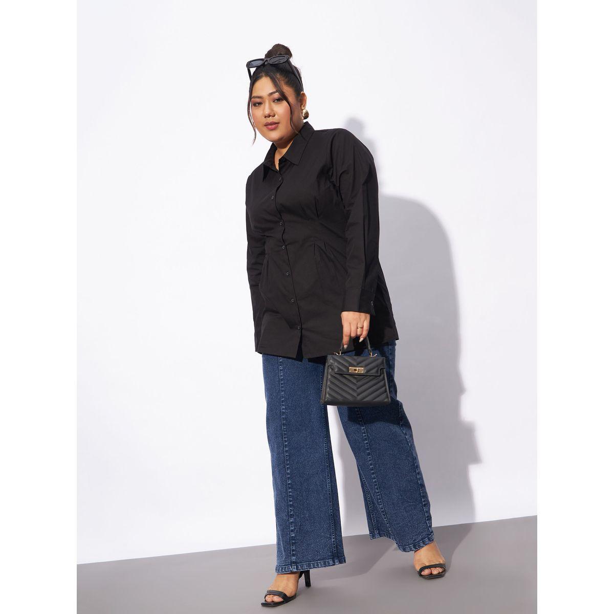 بلوزة بوبلين بمقاس كبير وكسرات مع ازرار غلق ساسافراس × ستايلي-women-clothing-shirtsandblouses-shirts-image-2