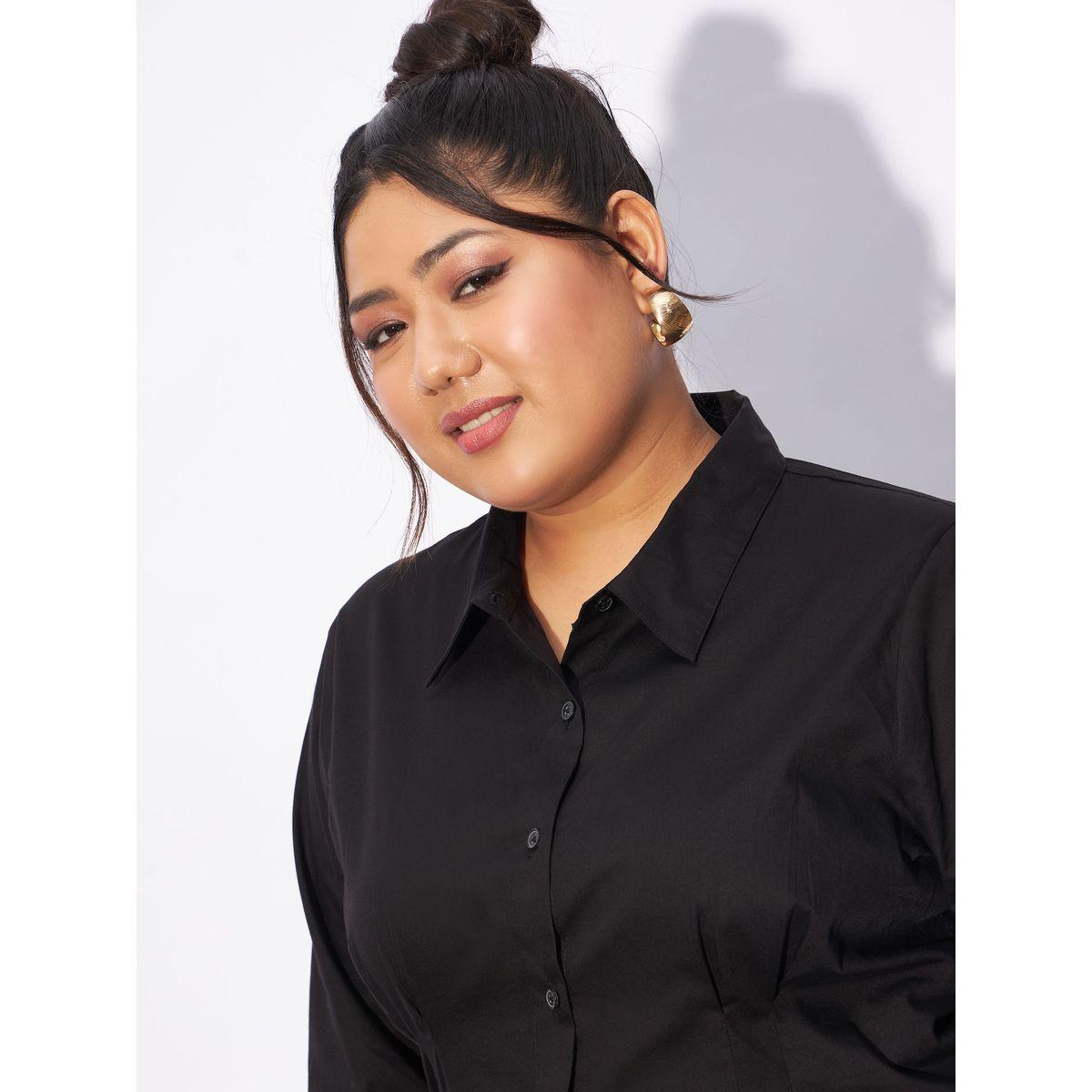 بلوزة بوبلين بمقاس كبير وكسرات مع ازرار غلق ساسافراس × ستايلي-women-clothing-shirtsandblouses-shirts-image-4