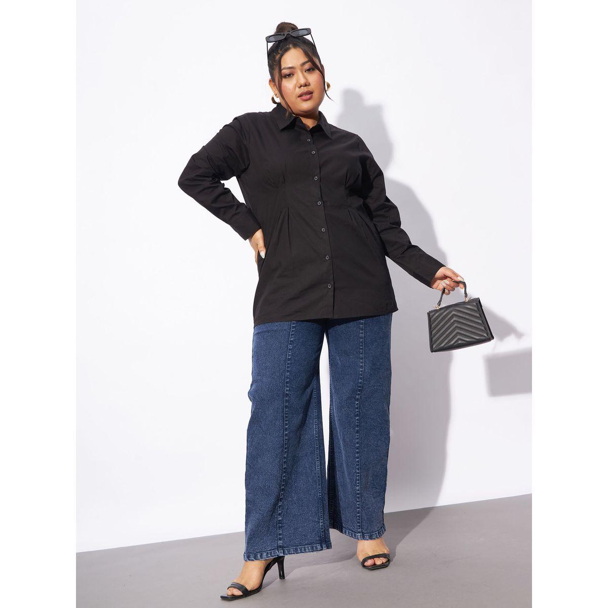 بلوزة بوبلين بمقاس كبير وكسرات مع ازرار غلق ساسافراس × ستايلي-women-clothing-shirtsandblouses-shirts-image-7
