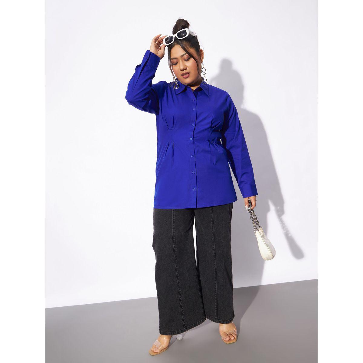 بلوزة بوبلين بمقاس كبير وكسرات مع ازرار غلق ساسافراس × ستايلي-women-clothing-shirtsandblouses-shirts-image-2