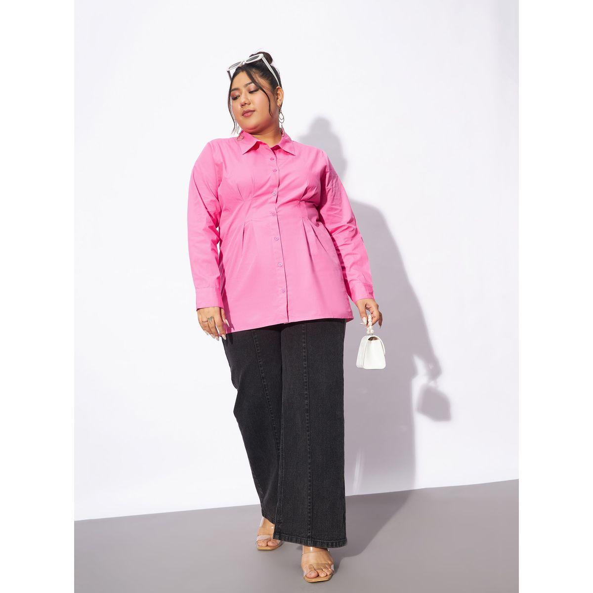 بلوزة بوبلين بمقاس كبير وكسرات مع ازرار غلق ساسافراس × ستايلي-women-clothing-shirtsandblouses-shirts-image-2