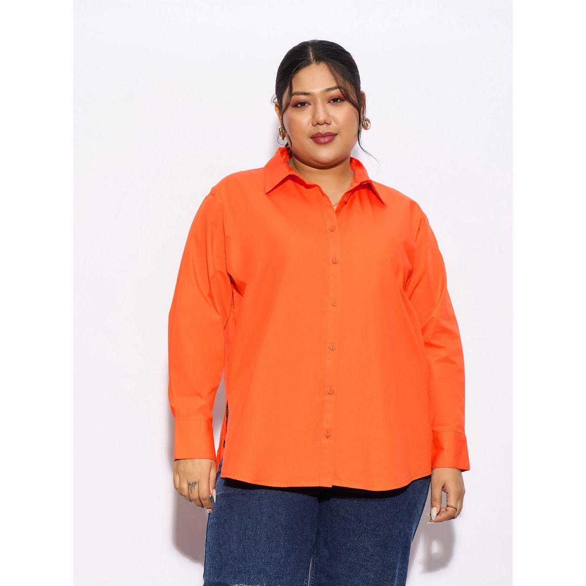 Sassafras X Styli  Plus Solid Poplin Shirt with Full Button Closure-women-clothing-shirtsandblouses-shirts-image-1