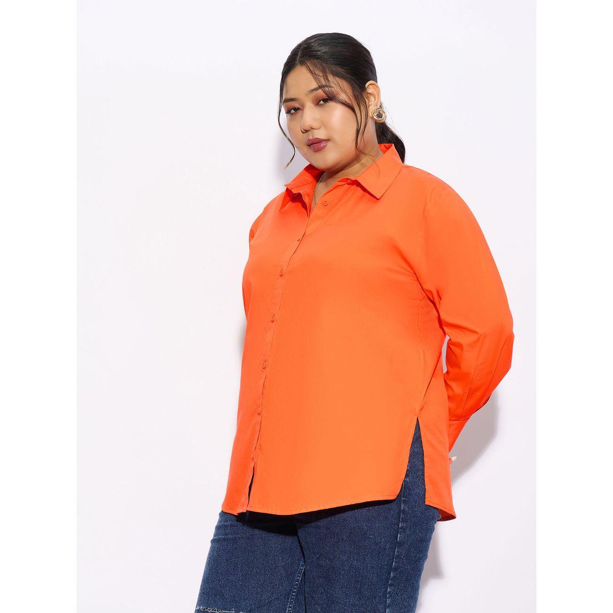 بلوزة بوبلين سادة بمقاس كبير مع ازرار غلق ساسافراس × ستايلي-women-clothing-shirtsandblouses-shirts-image-4