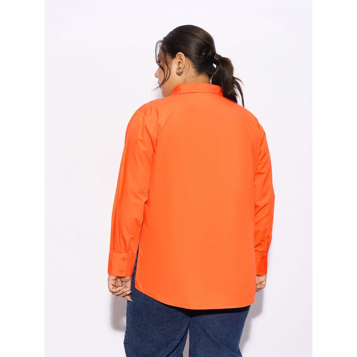 بلوزة بوبلين سادة بمقاس كبير مع ازرار غلق ساسافراس × ستايلي-women-clothing-shirtsandblouses-shirts-image-2