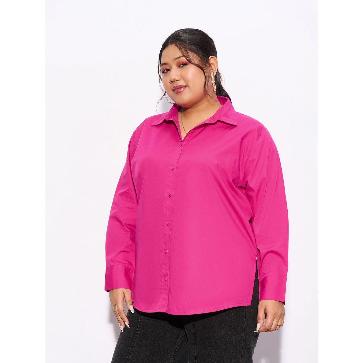 Sassafras X Styli  Plus Solid Poplin Shirt with Full Button Closure-women-clothing-shirtsandblouses-shirts-image-3