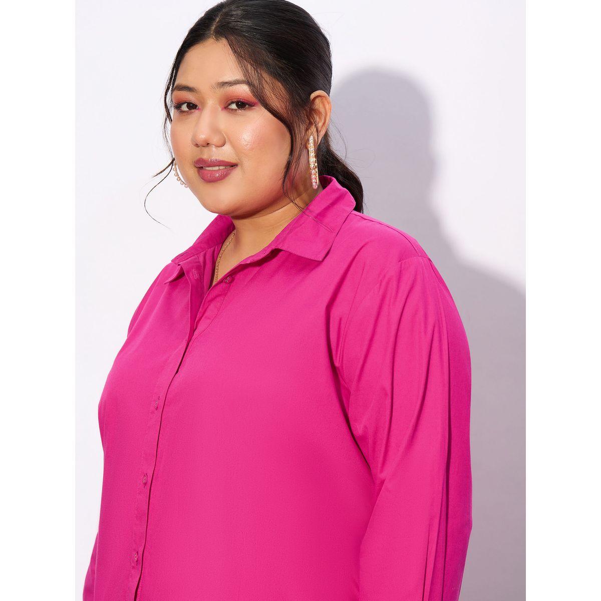Sassafras X Styli  Plus Solid Poplin Shirt with Full Button Closure-women-clothing-shirtsandblouses-shirts-image-4