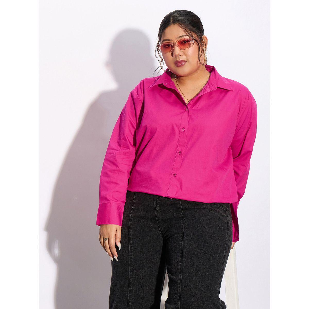 Sassafras X Styli  Plus Solid Poplin Shirt with Full Button Closure-women-clothing-shirtsandblouses-shirts-image-6