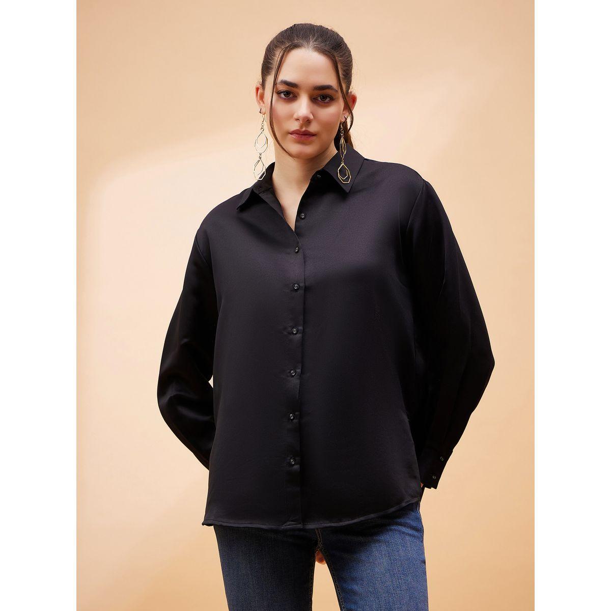 Sassafras X Styli  Solid Satin Shirt with Long Sleeves-women-clothing-shirtsandblouses-shirts-image-8