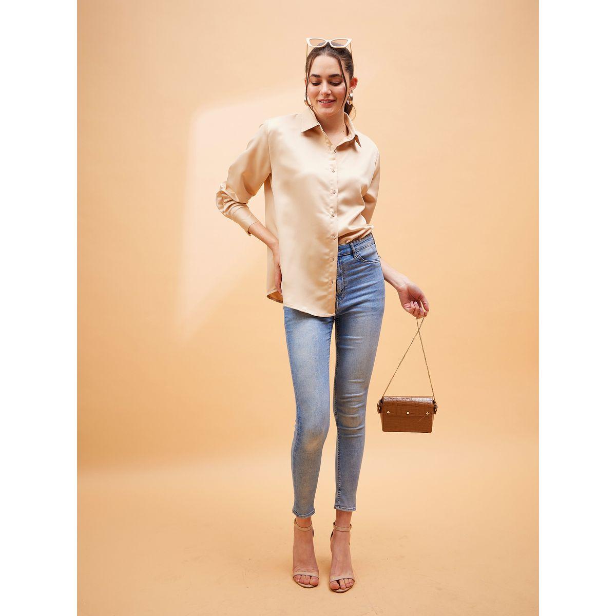Sassafras X Styli  Solid Satin Shirt with Long Sleeves-women-clothing-shirtsandblouses-shirts-image-6