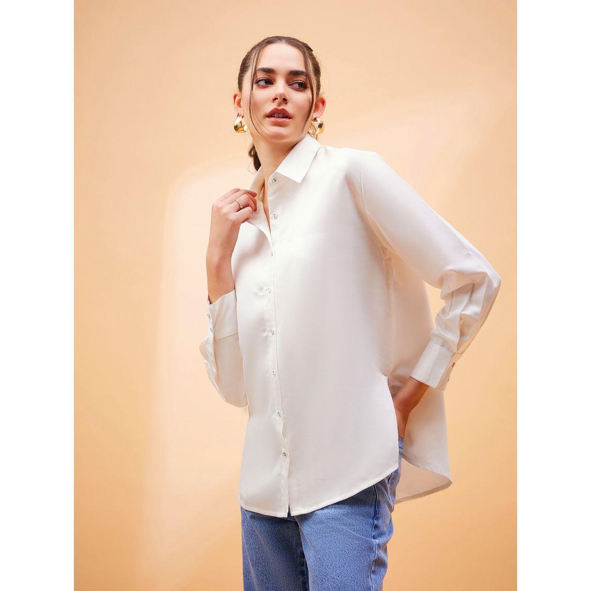 Sassafras X Styli  Solid Satin Shirt with Long Sleeves-women-clothing-shirtsandblouses-shirts-image-3