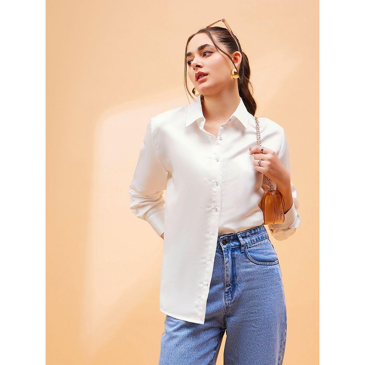 Sassafras X Styli  Solid Satin Shirt with Long Sleeves-women-clothing-shirtsandblouses-shirts-image-6