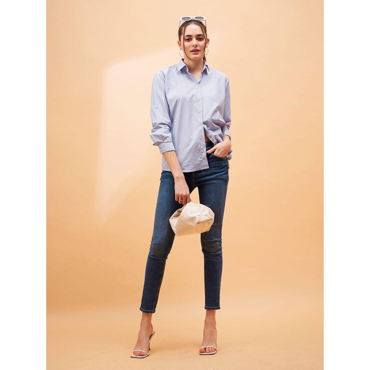 Sassafras X Styli  Oversized Striped Shirt with Long Sleeves-women-clothing-shirtsandblouses-shirts-image-2