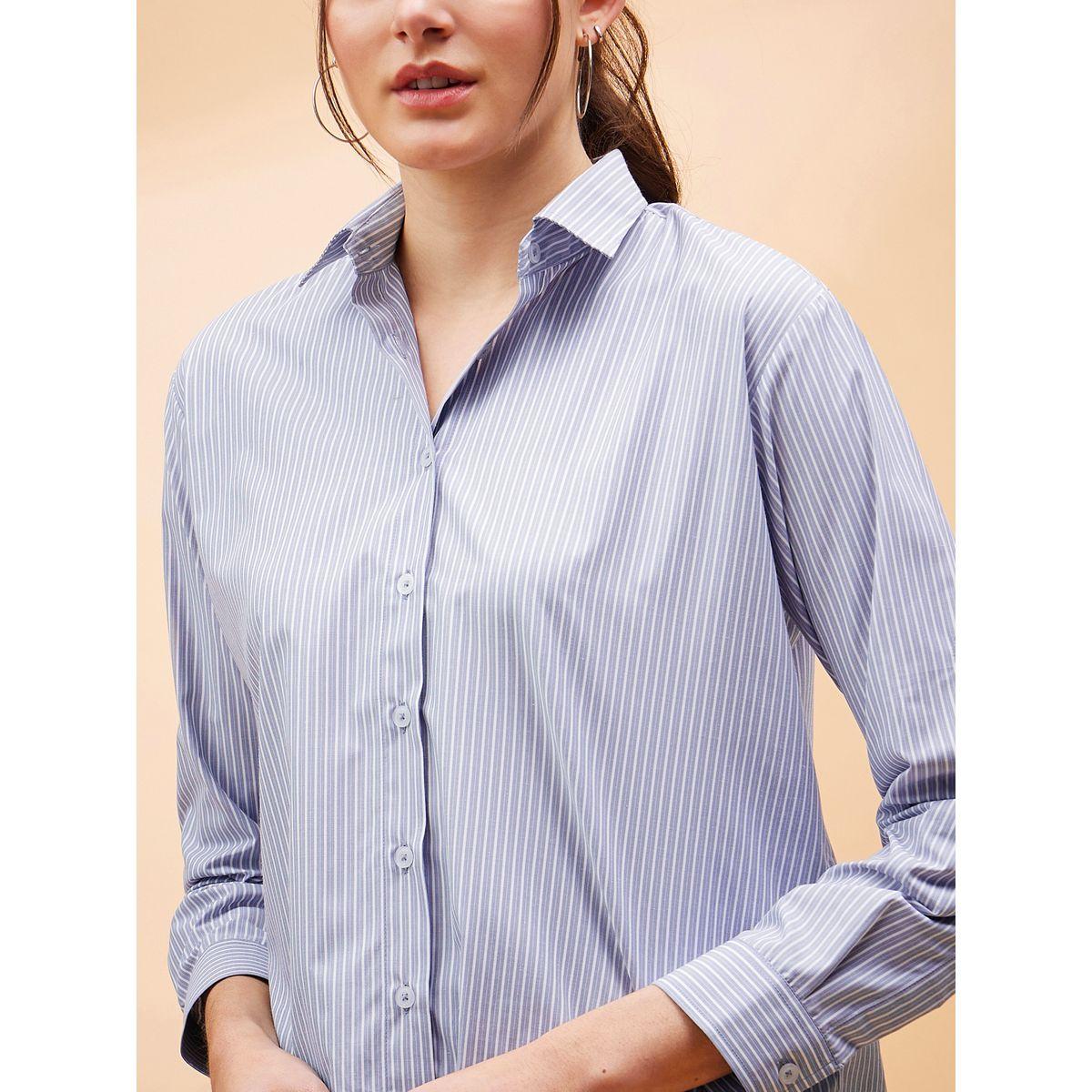 Sassafras X Styli  Oversized Striped Shirt with Long Sleeves-women-clothing-shirtsandblouses-shirts-image-4